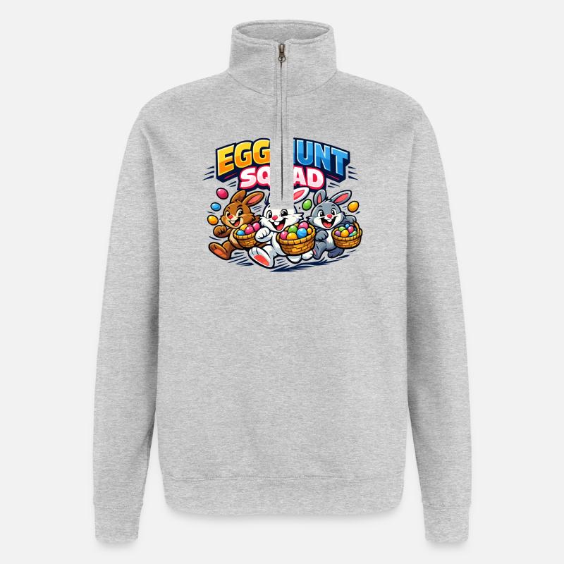 Ostern Egg Hunt Squad Osterhase - Quarter-Zip-Sweatshirt - Grau meliert