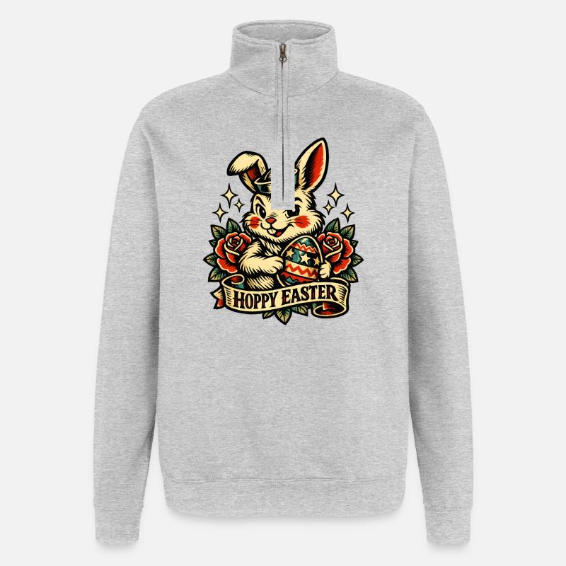 Bunny Bunny Spring Summer Easter Garden - Quarter-Zip Sweatshirt - heather grey