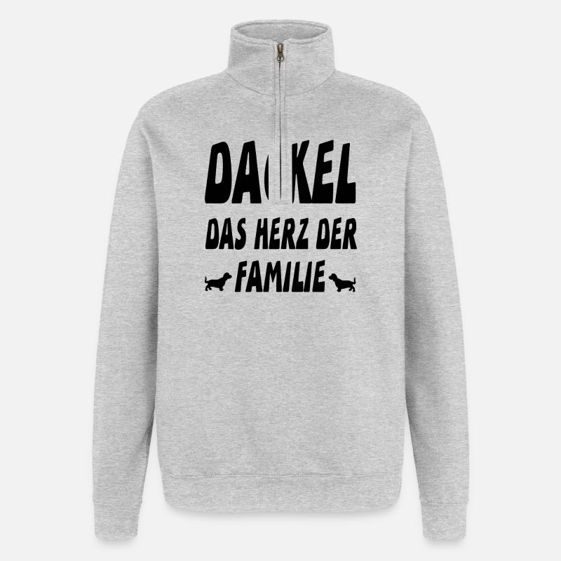 Teckel - Sweat à zip 1/4 - gris chiné