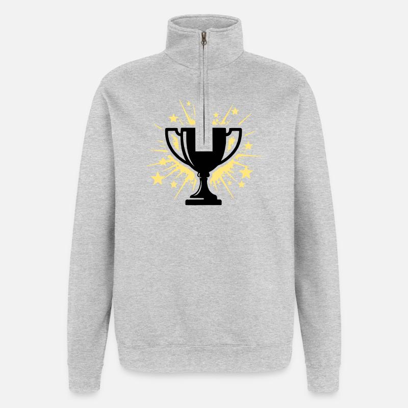 Pokal Sieger Trophäe Sterne - Quarter-Zip-Sweatshirt - Grau meliert