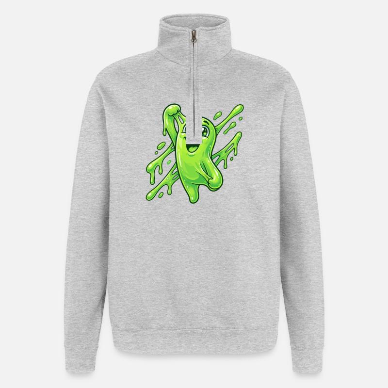 Éclaboussure de Grimace de Slime Vert - Sweat à zip 1/4 - gris chiné