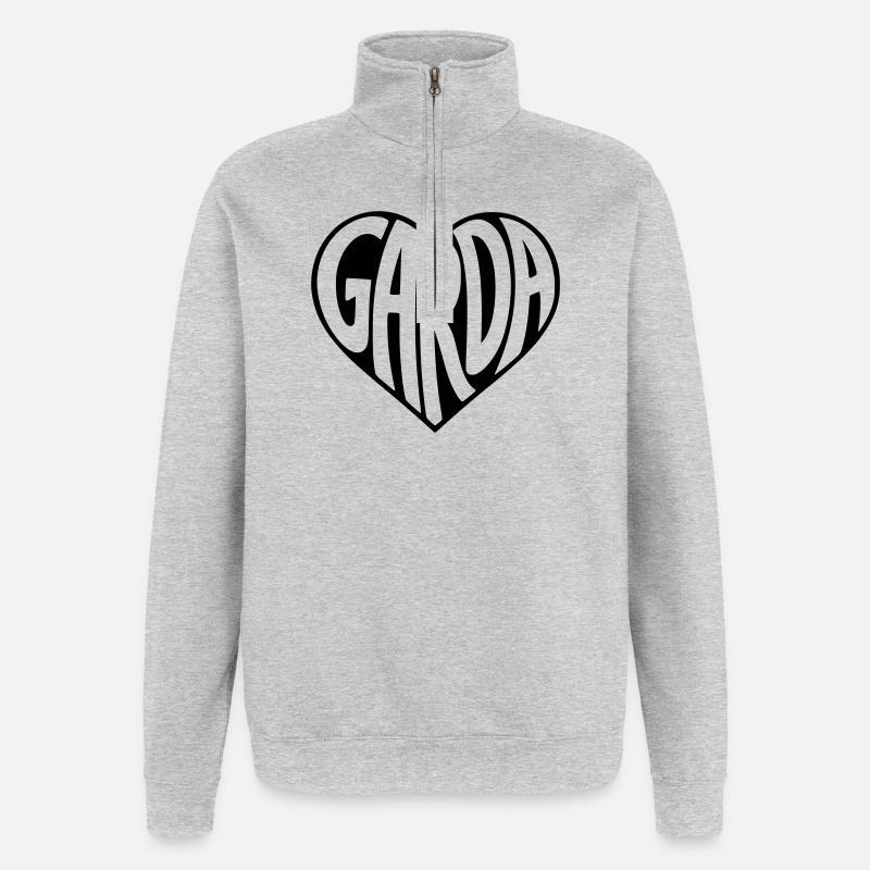 Garda, Gardasee Herz Typografie - Quarter-Zip-Sweatshirt - Grau meliert
