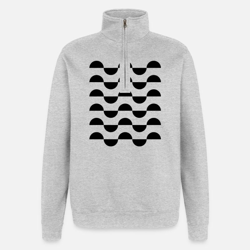 geometric wavy circles pattern design - Quarter-Zip Sweatshirt - heather grey