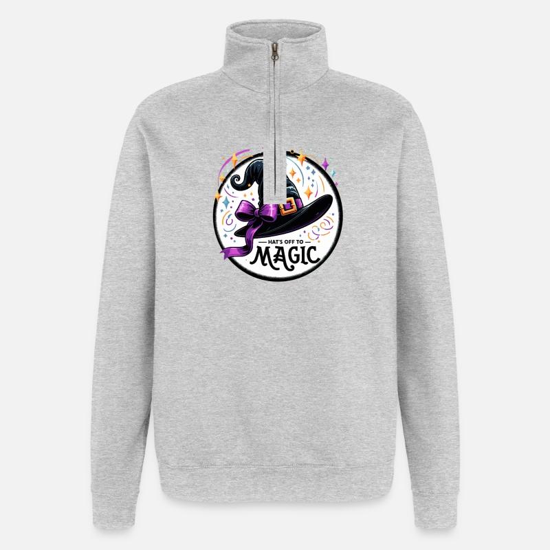 Witch Hat Magic Illustration - Quarter-Zip Sweatshirt - heather grey