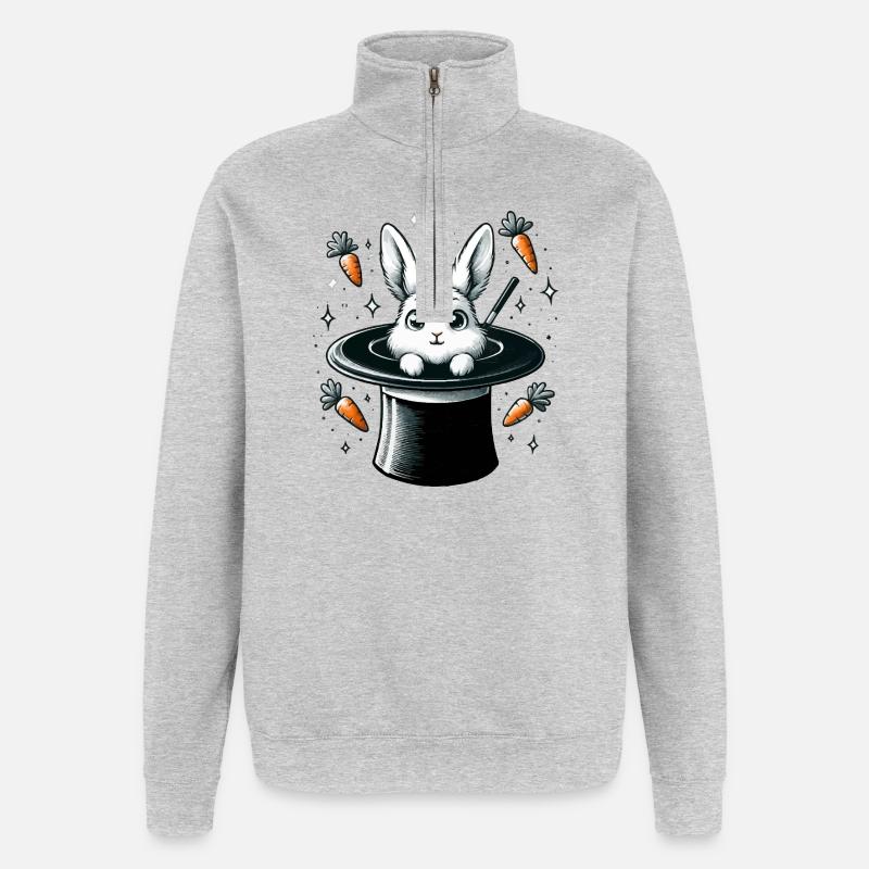 Magic bunny from the magic hat - Quarter-Zip Sweatshirt - heather grey
