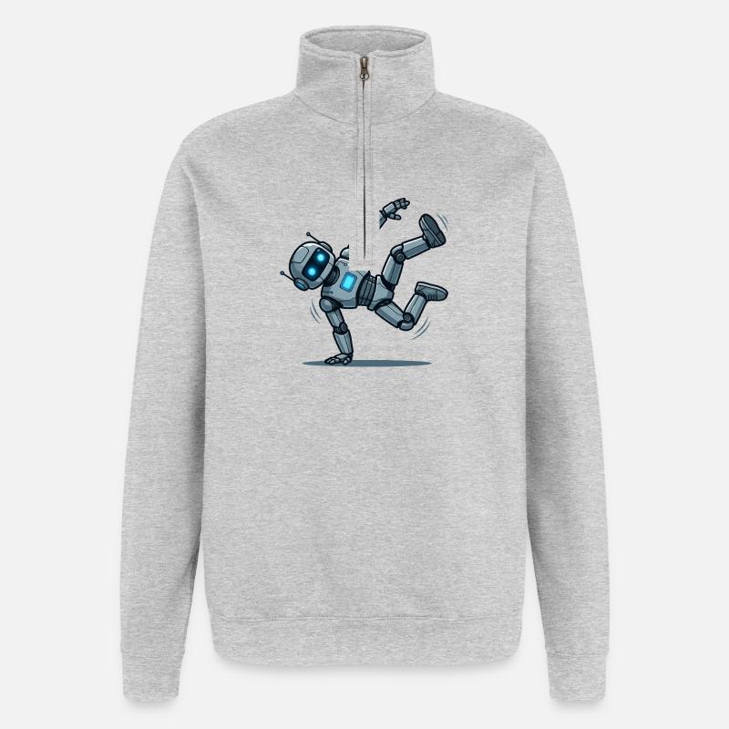 3 Le Robot Danseur Breakdance - Sweat à zip 1/4 - gris chiné