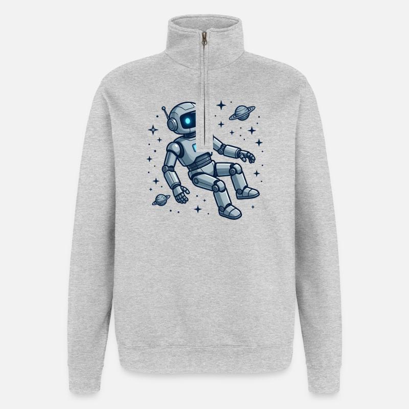 4 Le Robot dans l'espace - Sweat à zip 1/4 - gris chiné