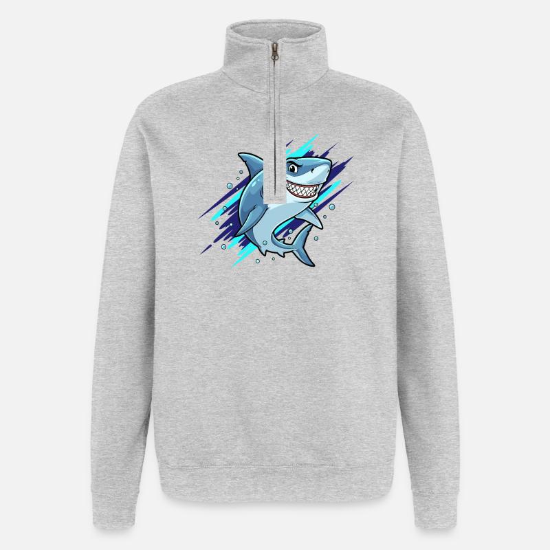 Lachender Hai Sprinter - Quarter-Zip-Sweatshirt - Grau meliert