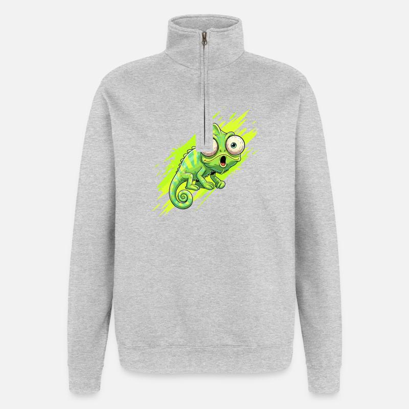 Neon Chameleon Splash - Quarter-Zip Sweatshirt - heather grey