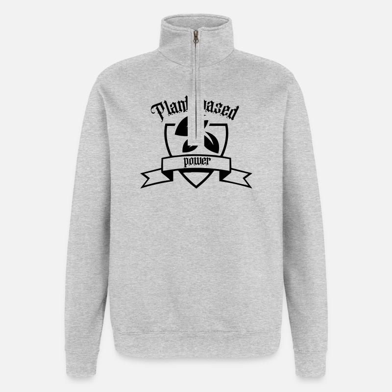 Plant-based power - Quarter-Zip-Sweatshirt - Grau meliert