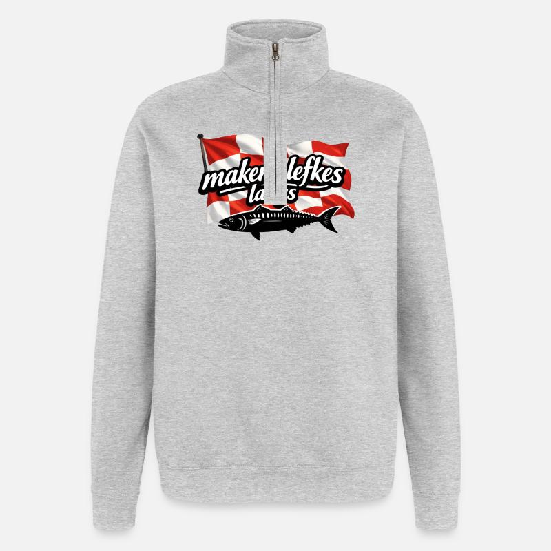 makereelefkes_langs - Sweat à zip 1/4 - gris chiné