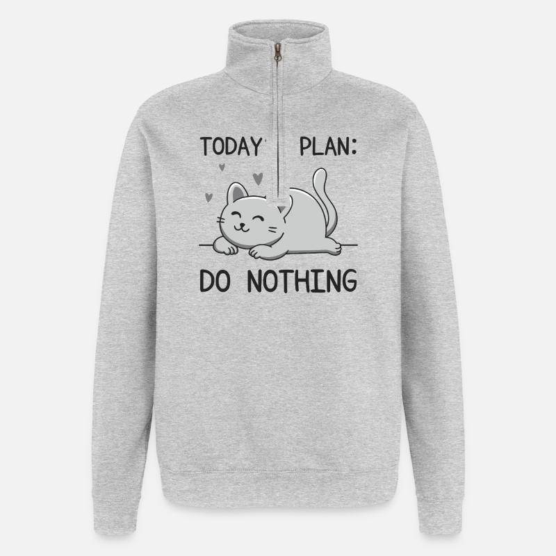 Le plan du jour - Sweat à zip 1/4 - gris chiné