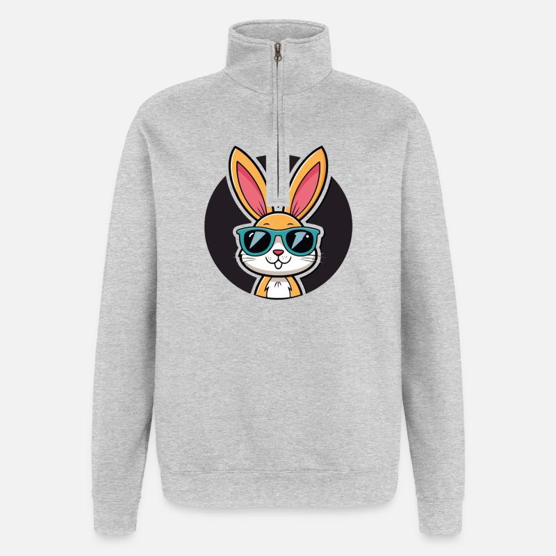 Solarbunny mit blauer Brille - Quarter-Zip-Sweatshirt - Grau meliert