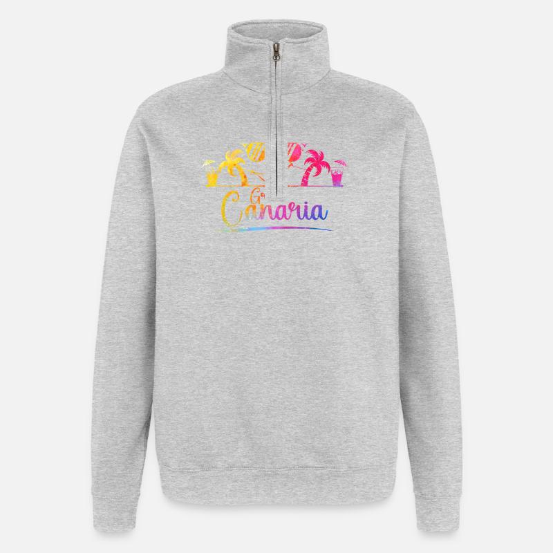 Gran Canaria Strand Regenbogen - Quarter-Zip-Sweatshirt - Grau meliert