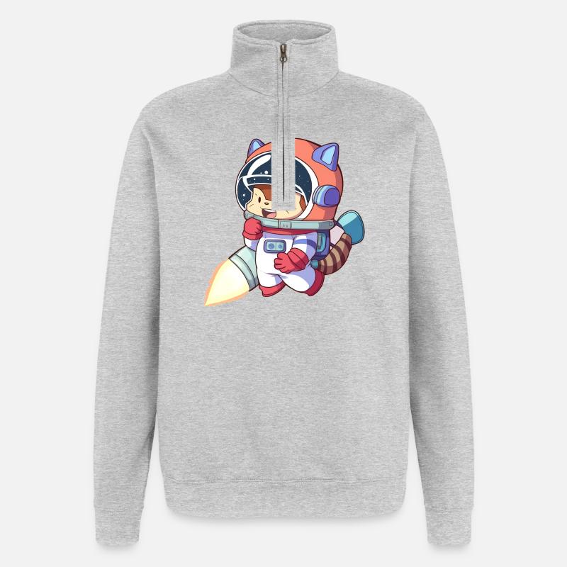 Cat astronaut in space suit - Quarter-Zip Sweatshirt - heather grey