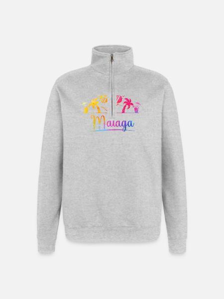 Málaga Tropical Palm Sunglasses - Quarter-Zip Sweatshirt - heather grey