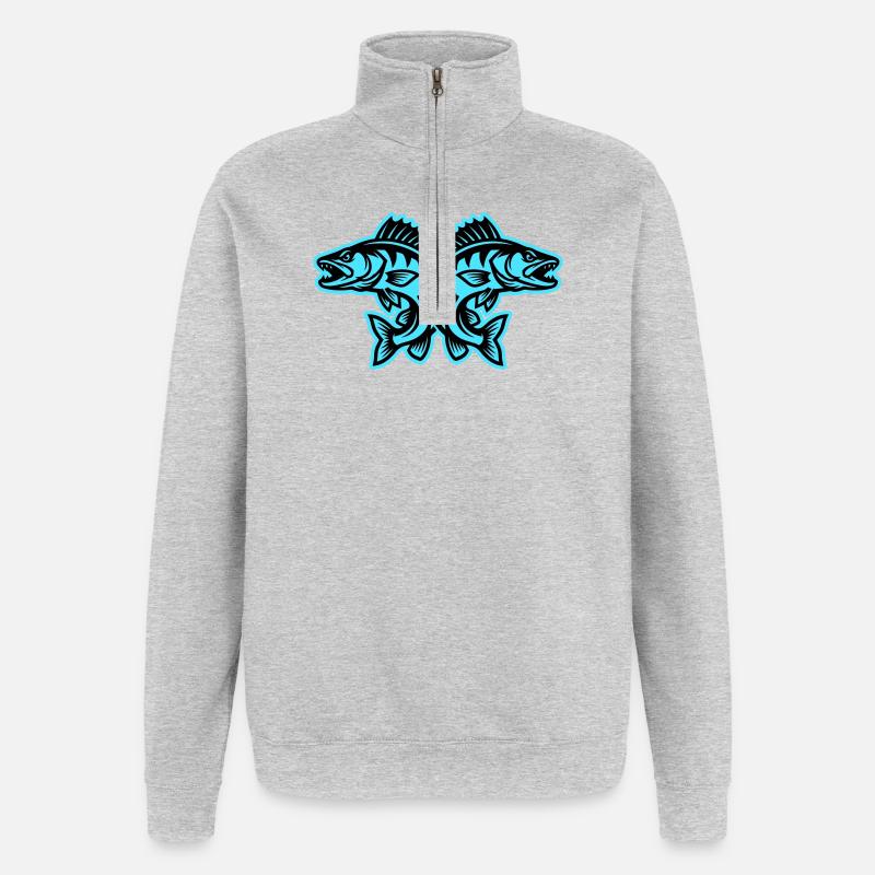 Pike Fish - Quarter-Zip Sweatshirt - heather grey