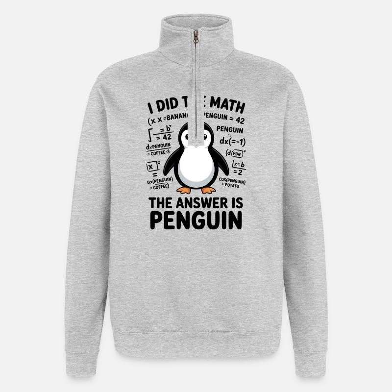 Math Sayings Penguin Funny Math Gift - Quarter-Zip Sweatshirt - heather grey