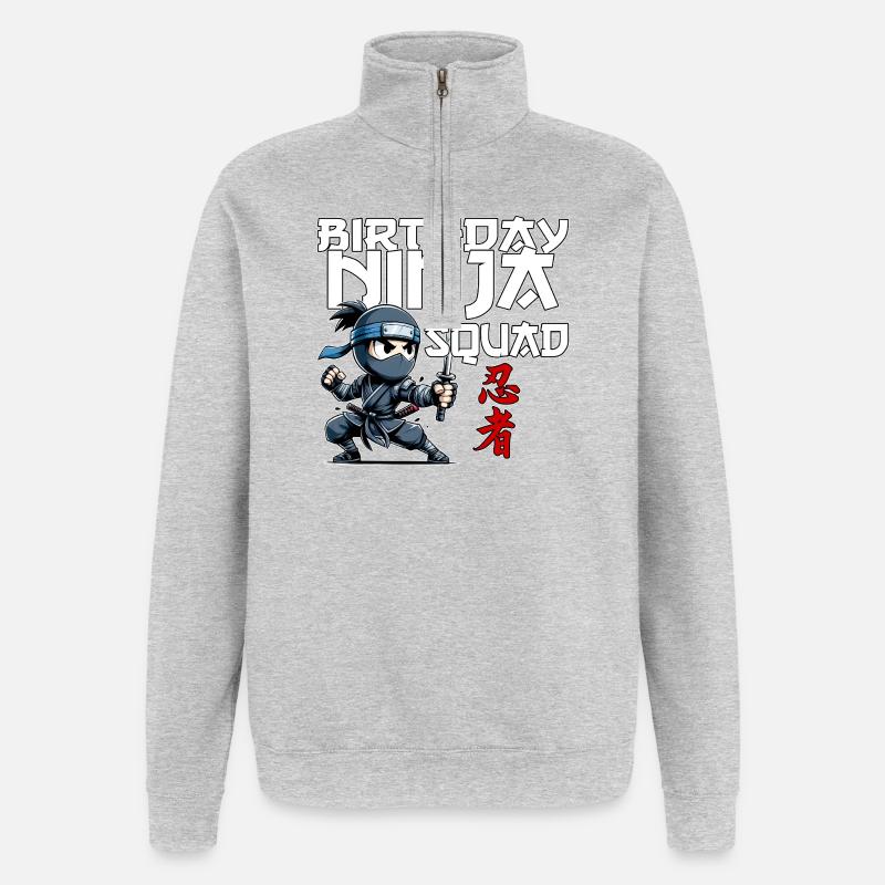 Birthday Ninja Squad Compleanno Funny - Quarter-Zip Sweatshirt - heather grey