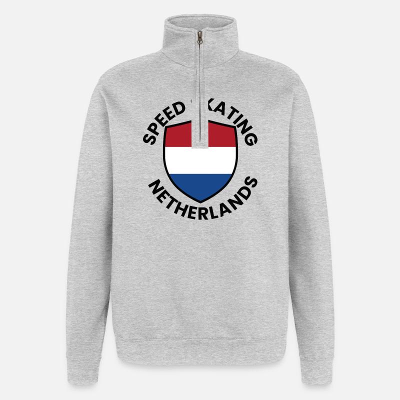 Speedskate Netherlands Shield - Quarter-Zip-Sweatshirt - Grau meliert