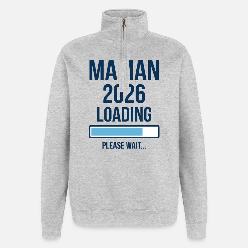 Maman 2026 Loading Annonce Grossesse - Sweat à zip 1/4 - gris chiné