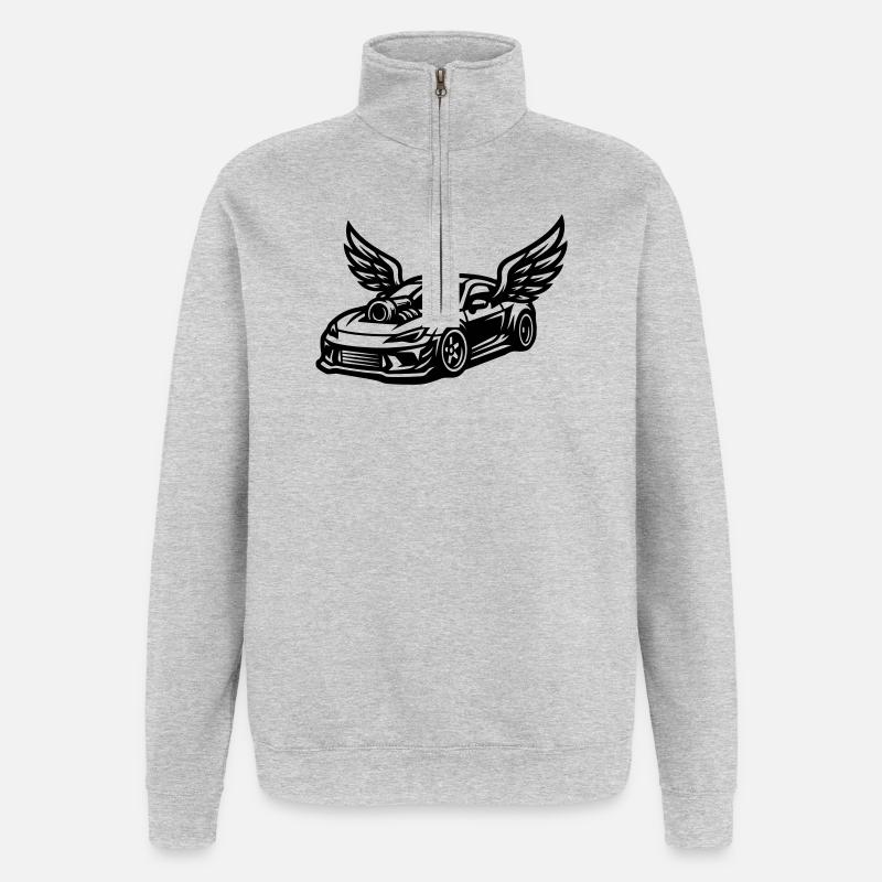 Sportwagen Symbol Auto Tuning - Quarter-Zip-Sweatshirt - Grau meliert