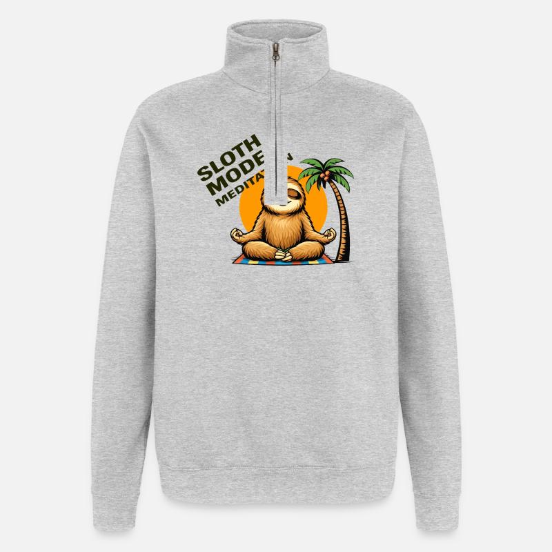 Trägheitsmodus-Meditation - Quarter-Zip-Sweatshirt - Grau meliert