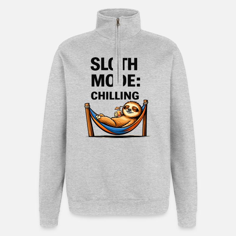 Trägheitsmodus: Erschreckend - Quarter-Zip-Sweatshirt - Grau meliert