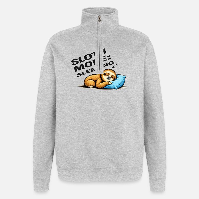 Sloth Mode Sleeping - Quarter-Zip Sweatshirt - heather grey