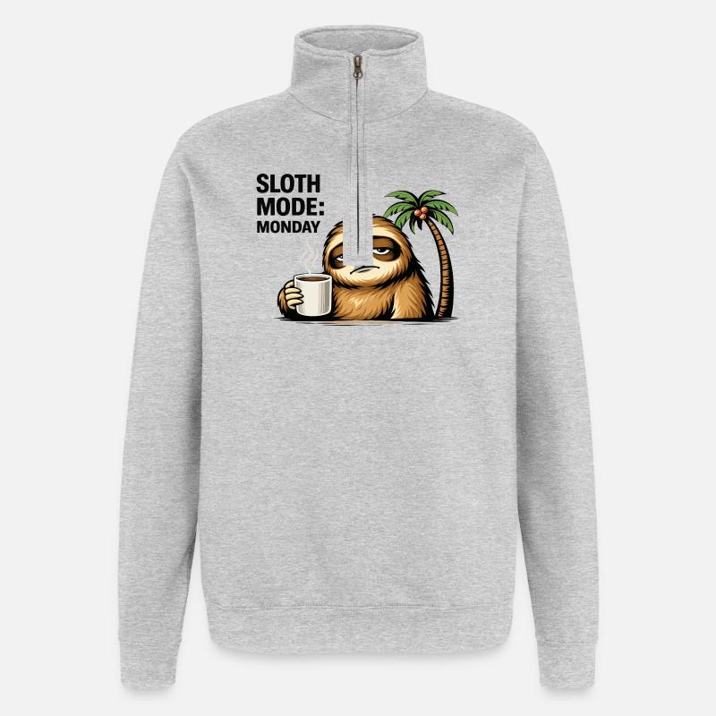 Sloth Mode Monday Coffee - Quarter-Zip Sweatshirt - heather grey