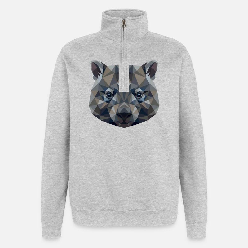 Wombat Australien Beuteltier Süßer Wombat - Quarter-Zip-Sweatshirt - Grau meliert