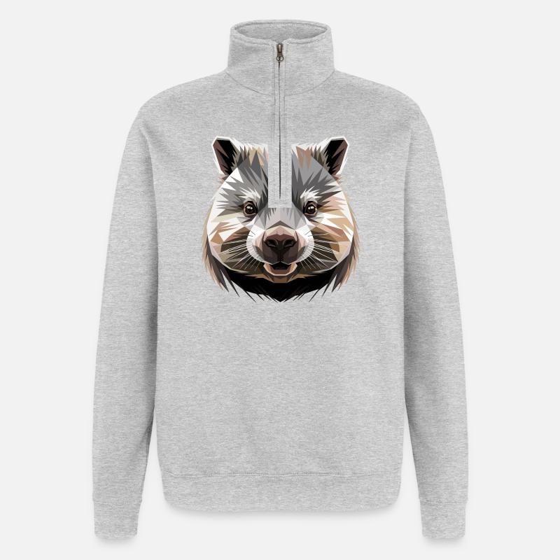 Wombat Australia Marsupial Mignon Wombat - Sweat à zip 1/4 - gris chiné