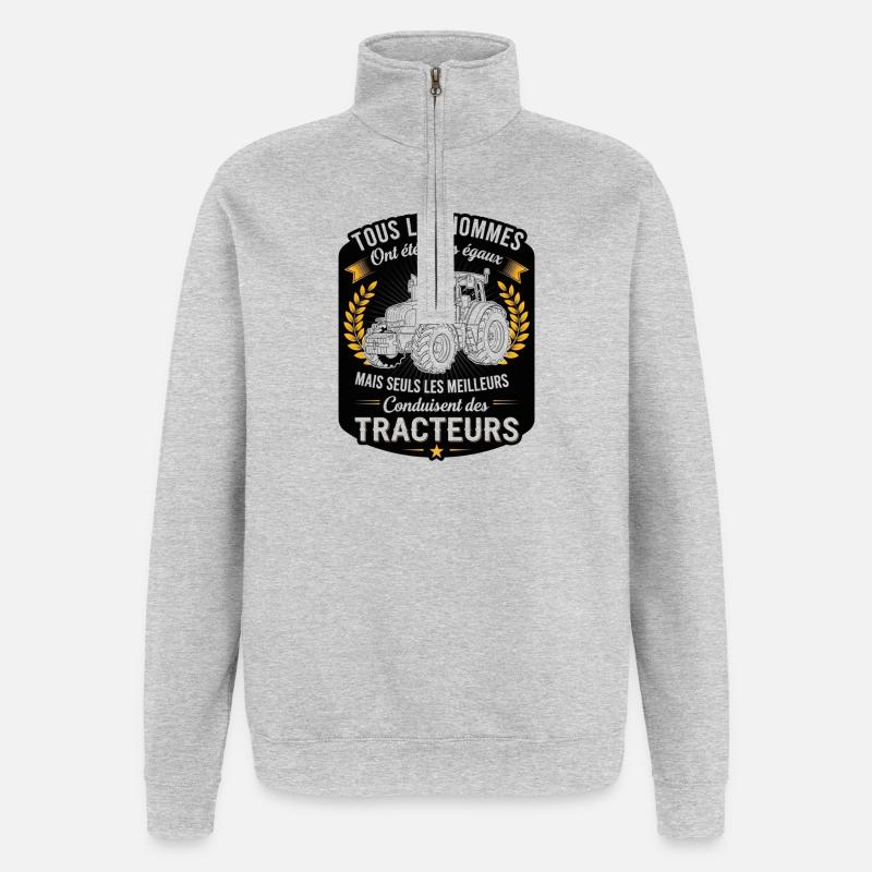Beste Traktorfahrer - Quarter-Zip-Sweatshirt - Grau meliert
