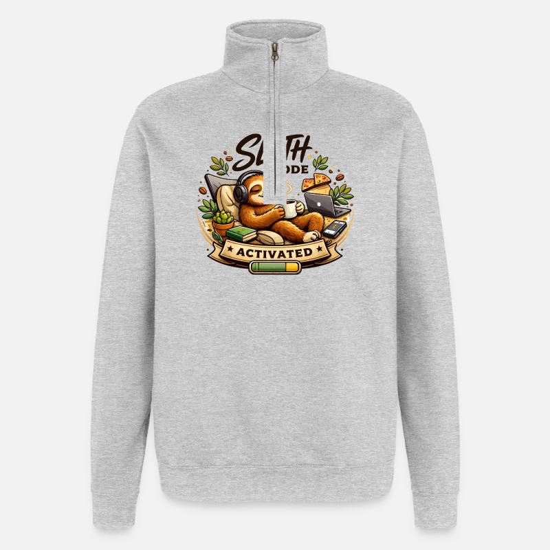 Sloth Mode Activated: Cozy Tech - Quarter-Zip Sweatshirt - heather grey