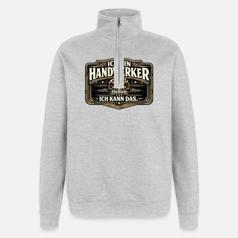 Ich bin Handwerker Premium - Quarter-Zip-Sweatshirt - Grau meliert