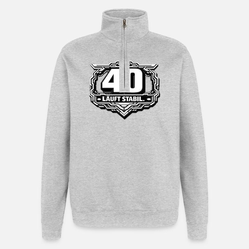 40 Läuft Stabil Badge - Quarter-Zip-Sweatshirt - Grau meliert