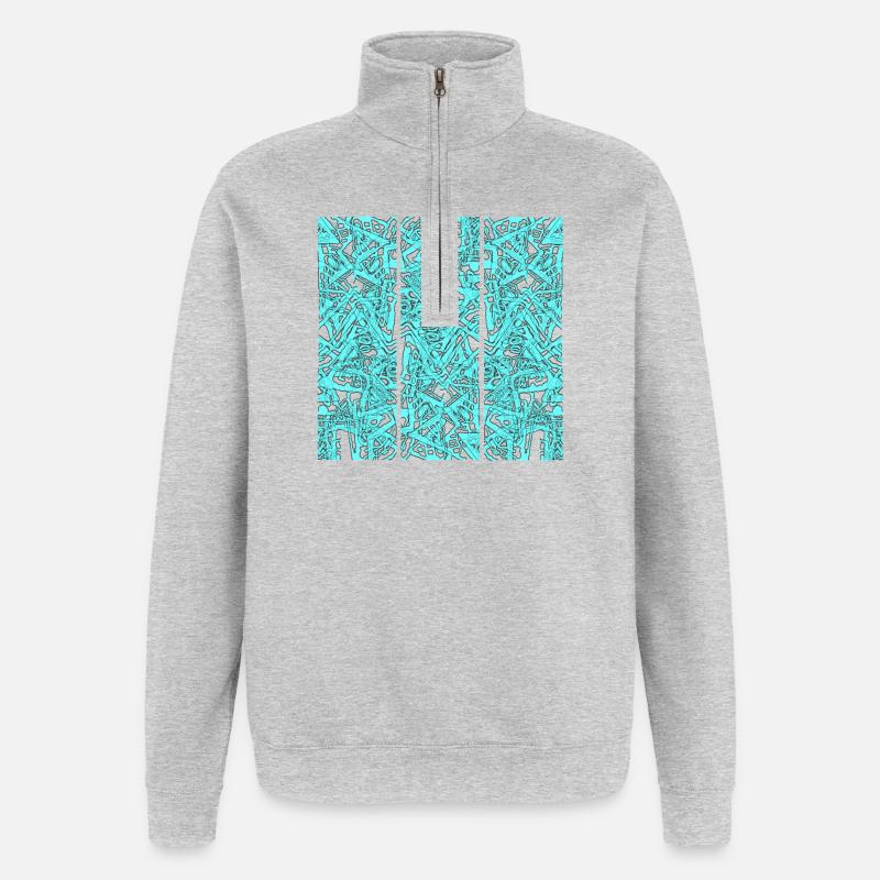 Türkises Chaos Triptychon - Quarter-Zip-Sweatshirt - Grau meliert