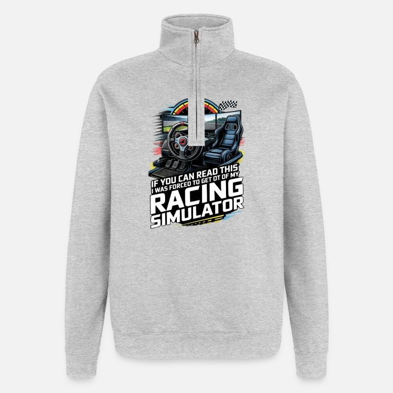 Rennsimulator - Quarter-Zip-Sweatshirt - Grau meliert
