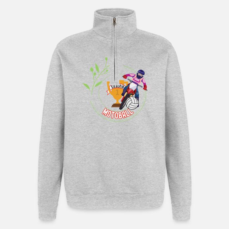 Motoball Siegerin Gewinner Turnier Meisterschaft - Quarter-Zip-Sweatshirt - Grau meliert