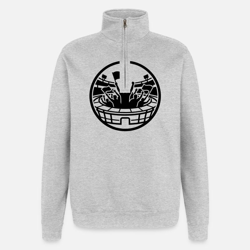 Supporters du stade - Sweat à zip 1/4 - gris chiné