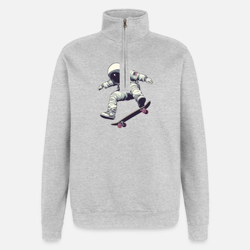 Skating in Space  - Sweat à zip 1/4 - gris chiné