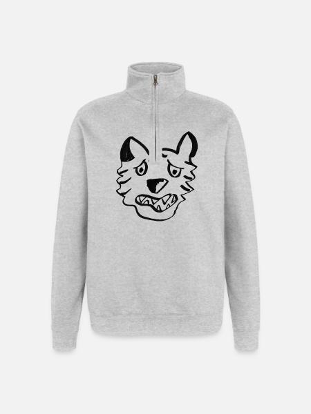 Black Wolf Graffiti Lines - Quarter-Zip Sweatshirt - heather grey
