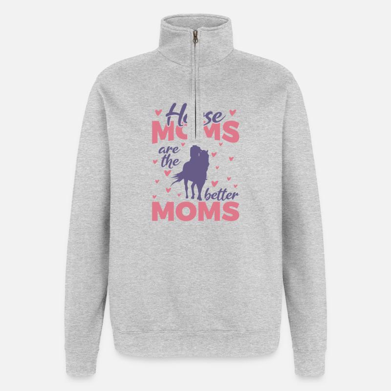 Pferdemutter - Quarter-Zip-Sweatshirt - Grau meliert