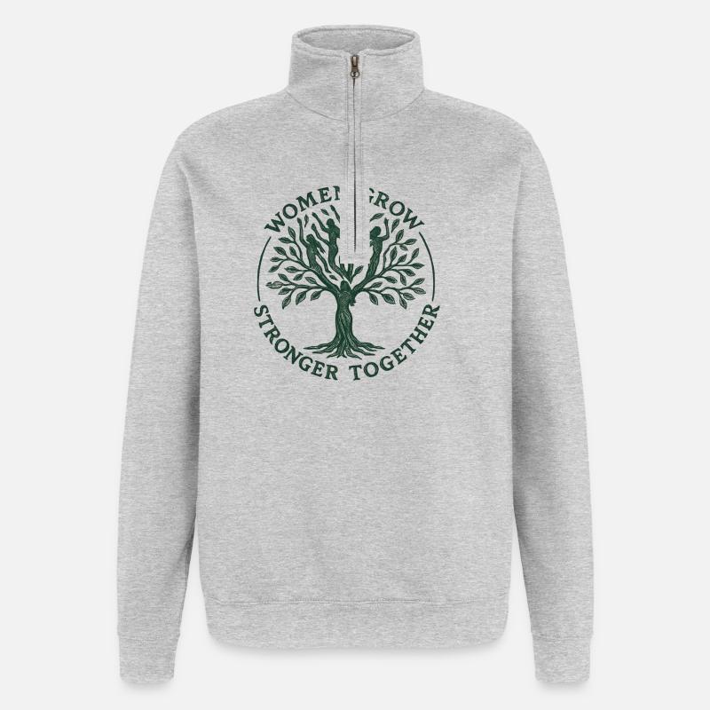 Frauen wachsen gemeinsam stark - Quarter-Zip-Sweatshirt - Grau meliert