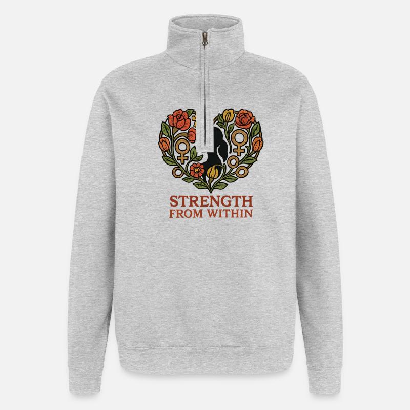 Strength From Inside Blossom Heart - Quarter-Zip Sweatshirt - heather grey