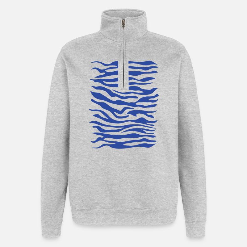 Zebra Pattern Blue - Quarter-Zip Sweatshirt - heather grey