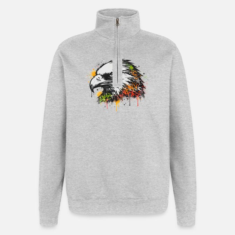 Art urbain graffiti Eagle - Sweat à zip 1/4 - gris chiné
