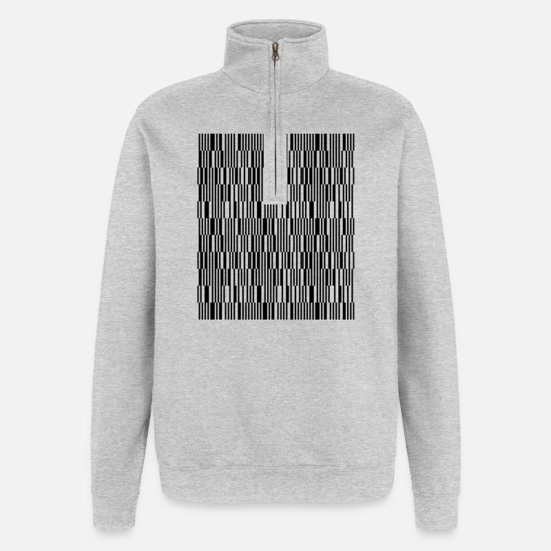 Conception de lignes géométriques - Sweat à zip 1/4 - gris chiné