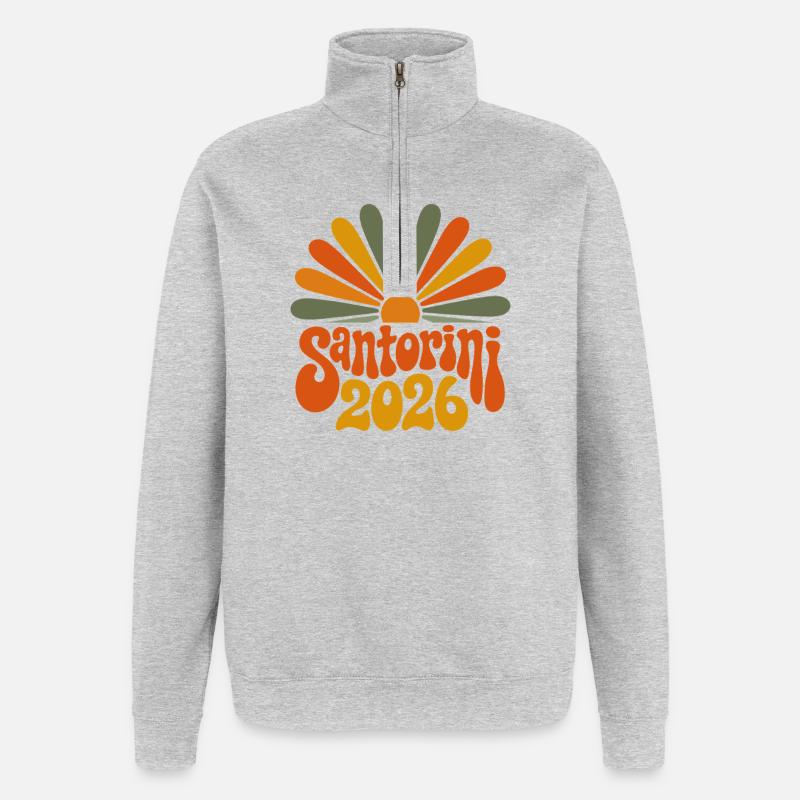 Santorin 2026 Éclat de soleil - Sweat à zip 1/4 - gris chiné