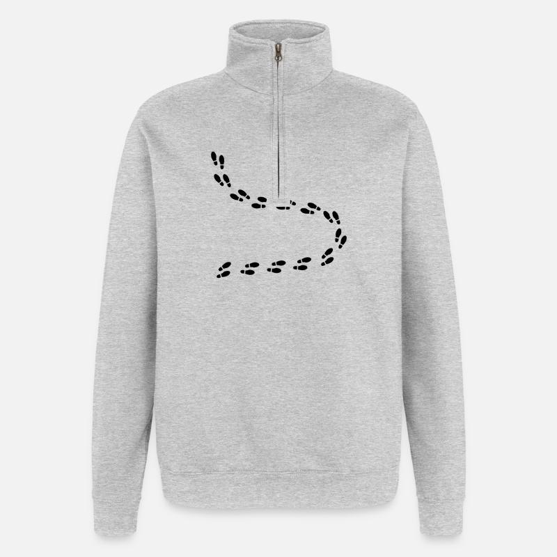 Pas - Sweat à zip 1/4 - gris chiné